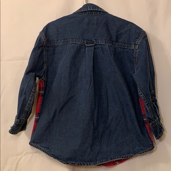 GAP Denim/Red Plaid Button Down shirt Boys Sz 4 - Picture 2 of 5